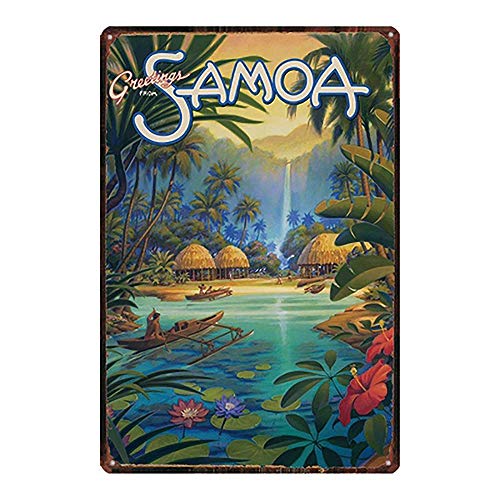 Noone Brand Samoa Retro Wanddekoration Metall Blechschild bemalt Kunst Poster Dekoration Plakette Warnung Cafe Garage Party Spiel Zimmer Türschilder von None Brand