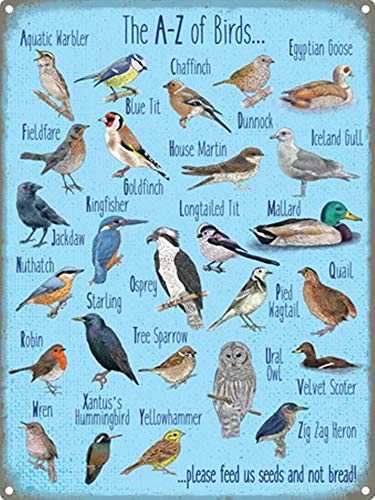 The A-Z Of Birds Blechschild Retro Blech Metall Schilder Poster Deko Vintage Kunst Türschilder Schild Warnung Hof Garten Cafe Toilette Club Geschenk von None Brand