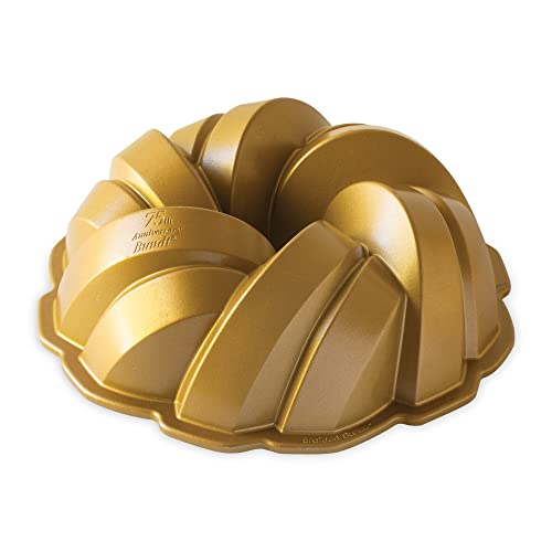 Nordic Ware NW 95577 Kuchenform zum 75. Jahrestag, geflochtenes Seil, goldfarben, 12 Tassen Fassungsvermögen von Nordic Ware