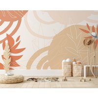 Handgezeichnetes Wandbild Im Boho-stil, Traditionelle Oder Vorgeklebte Tapete, Wohnzimmer-Wandbild, Selbstklebend von NordicHarmony