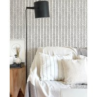 Minimalismus-Tapete, Abnehmbare Und Abziehbare Wandkunst, Traditionelle Vorgeklebte Tapete, Schwarze Weiße Akzentwand, Boho von NordicHarmony