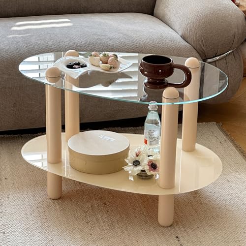 Nordivo Unregelmäßiger Ovaler Couchtisch Aus Gehärtetem Glas,2-stufiger Sofa-Ecktisch,Beistelltisch,für Wohnung, Schlafzimmer Nordivo Unregelmäßiger Ovaler Couchtisch Aus Gehärtetem Glas,2-stufiger Sofa-Ecktisch,Beistelltisch,für Wohnung, Schlafzimmer von Nordivo