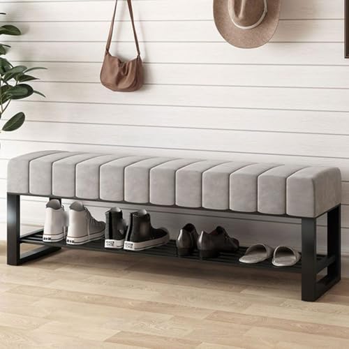 Nordivo Schuhbank mit Gepolstertem Sitzfläche, Schuhregal aus Metall mit Sitzbank, 2-Etage Schuhregal, für Wohnzimmer, Schlafzimmer, Flur (Grau, L23.6(60cm)) Nordivo Schuhbank mit Gepolstertem Sitzfläche, Schuhregal aus Metall mit Sitzbank, 2-Etage Schuhregal, für Wohnzimmer, Schlafzimmer, Flur (Grau, L23.6(60cm)) von Nordivo