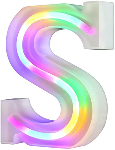 Leuchtende LED-Buchstaben-Lichter, Neon-Buchstaben, Nachtlichter für Wand, Geburtstag, Party, Weihnachten, Hochzeitsdekoration, bunte Buchstaben (S) von Nordstylee