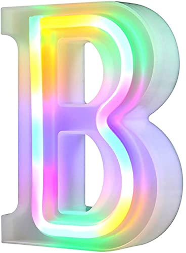 Leuchtende LED-Buchstaben-Lichter, Neon-Buchstaben, Nachtlichter für Wand, Geburtstag, Party, Weihnachten, Hochzeitsdekoration, bunte Buchstaben (B) von Nordstylee