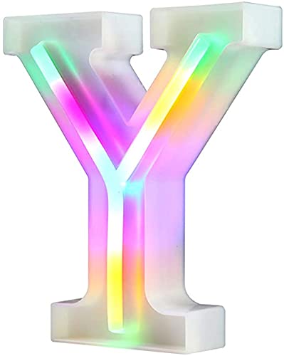 Nordstylee Leuchtende LED-Buchstaben-Lichter, Neon-Buchstaben-Nachtlichter für Wand, Geburtstagsparty, Weihnachten, Hochzeitsdekoration, bunte Buchstaben (Y) von Nordstylee