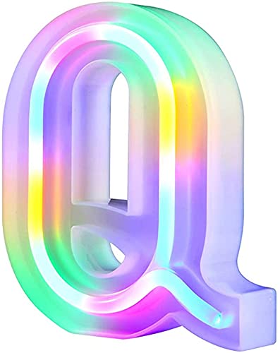 Nordstylee Leuchtende LED-Buchstaben-Lichter, Neon-Buchstaben-Nachtlichter für Wand, Geburtstagsparty, Weihnachten, Hochzeitsdekoration, bunte Buchstaben (Q) von Nordstylee