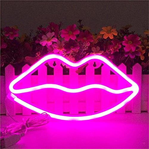 Nordstylee Neon Lips Light Signs, Led Lips Night Lights Decor Lights for Kid's Gift, Wall, Birthday Party, Christmas, Wedding Decoration, Pink Color von Nordstylee