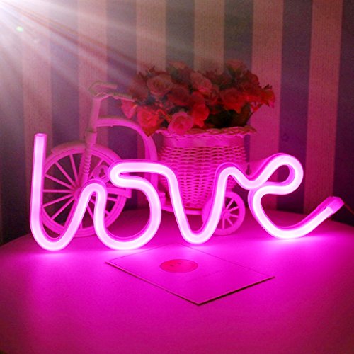 Nordstylee Neon-Lichtschilder, LED-Liebes-Nachtlichter, Deko-Lichter für Kinder, Wand-/Raumdekoration, Geburtstagsparty, Weihnachten, Hochzeitsdekoration (Rosa) von Nordstylee