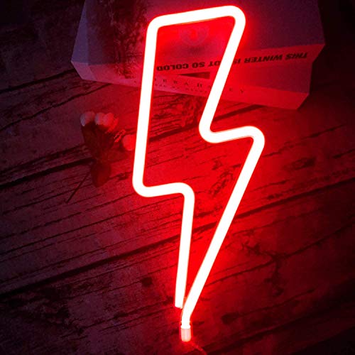 Nordstylee Neon Lightning Lichtschilder, LED Nachtlichter für Kinder, als Geschenk, für Wand, Geburtstagsparty, Weihnachten, Hochzeitsdekoration (rot) von Nordstylee