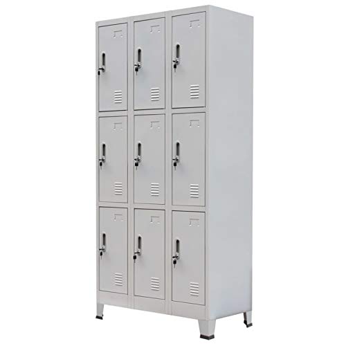 Norheim Spind Stahlschrank mit 9 Fächern Metallschrank Spinte Schrank Metall Schließfachschrank Metallschrank Abschließbar Metallspind Schmal 90x45x180 cm Grau Stahl Norheim Spind Stahlschrank mit 9 Fächern Metallschrank Spinte Schrank Metall Schließfachschrank Metallschrank Abschließbar Metallspind Schmal 90x45x180 cm Grau Stahl von Norheim