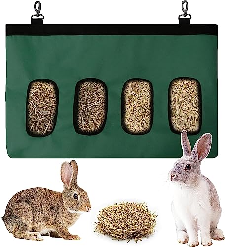 Norhogo 4 Fenster Heu Futterbeutel Aufbewahrung hängender Futtersack für Kleintiere, Meerschweinchen-Heutasche Aufbewahrung 600 D Oxford-Stoff für Hase Chinchilla Hamster Kleine Tiere (Grün) von Norhogo