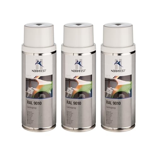 Normfest Lackspray RAL9010 reinweiß seidenglänzend 3x 400 ml von Normfest