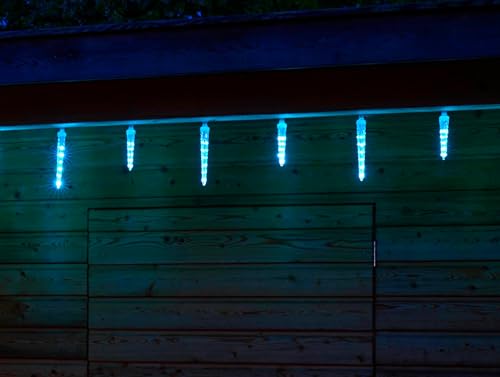 Northpoint LED Eiszapfen Lichterkette für Innen und Außen mit Timerfunktion 3,6m lang 10m Zuleitungskabel Zapfen Eisblau von Northpoint