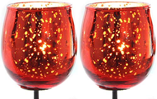 2X Teelichthalter Glas für Adventskranz 6cm bauchig Rot Teelichtgläser klein Kerzenhalter Glas Kerzenpicks für Teelichter Weihnachtskranz 2er Glas Teelicht Gesteck Weihnachten Dekoration Xmas von Novaliv