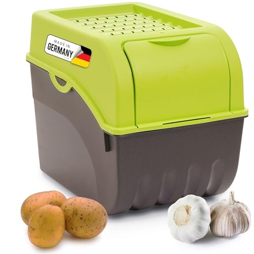 Novaliv Kartoffel Aufbewahrungsbox | groß 9L | GRÜN | Kartoffelbox | Gemüsebox stapelbar Zwiebelbox Kartoffelkorb Obstbehälter Kartoffelkiste Zwiebel Aufbewahrung Frischhaltedose Möhren von Novaliv