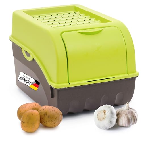 Novaliv Kartoffel Aufbewahrungsbox | mittel 5L | GRÜN | Kartoffelbox | Gemüsebox stapelbar Zwiebelbox Kartoffelkorb Obstbehälter Kartoffelkiste Zwiebel Aufbewahrung Frischhaltedose Möhren von Novaliv