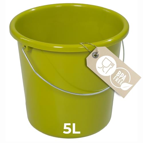 Novaliv Eimer 5L Grün mit Maßeinteilung - Putzeimer 5 Liter ? 22,5 cm Praktischer Allrounder mit Skala für Haushalt & Garten ideal als Haushaltseimer, Wassereimer, Wischeimer, Bucket von Novaliv