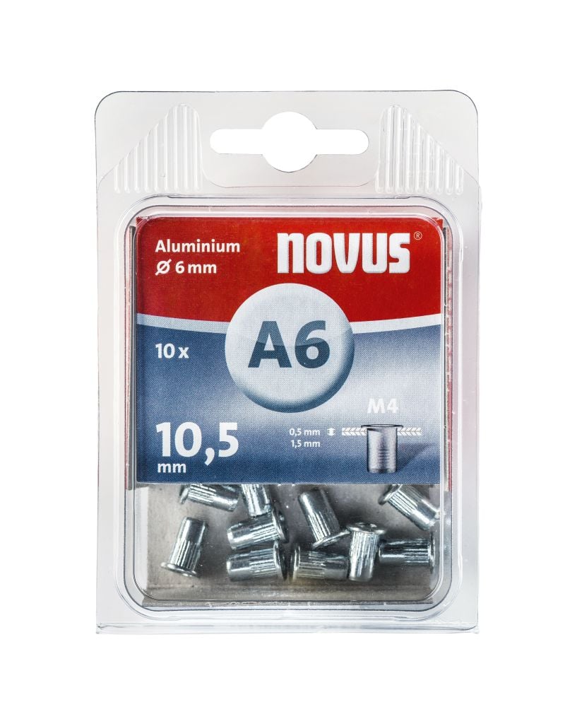 Novus Blindnietmutter A6/10,5 M4 Gewinde Alu 10 Stück Novus Blindnietmutter A6/10,5 M4 Gewinde Alu 10 Stück von Novus