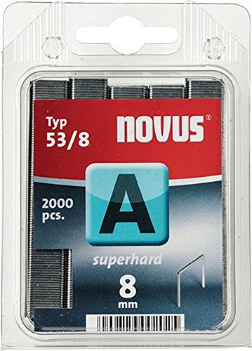 Novus Feindrahtklammern superhart 14 mm, 1000 Tacker-Klammern vom Typ 53/14 aus Stahldraht, für Stoff und Holz von Novus