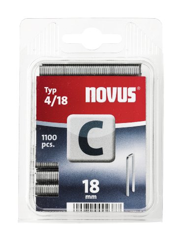 Novus Schmalrückenklammern 18 mm, 1100 Klammern vom Typ C4/18, optimales Heftmittel für Profilhölzer und Paneele von Novus