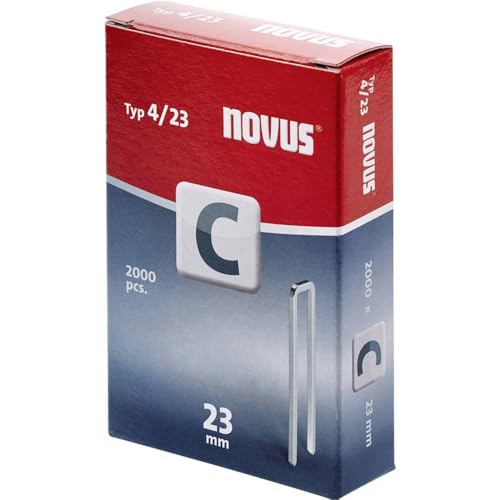Novus Schmalrückenklammern 23 mm, 2000 Klammern, Typ C4/23, Befestigung von Profilhölzern, Paneelen und Holzfaserplatten von Novus