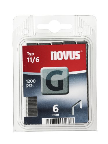 Novus Flachdrahtklammern 6 mm, für Hammertacker, 1200 Klammern vom Typ G 11/6, Heftmittel aus verzinktem Stahldraht von Novus