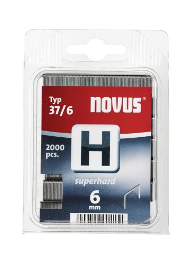 Novus Feindrahtklammern 6 mm "superhart", für Hammertacker, 2000 Tackerklammern vom Typ H37/6, Heftmittel aus Stahldraht von Novus
