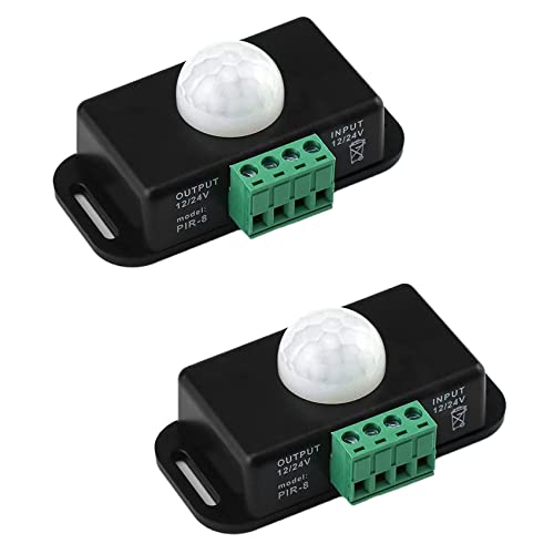 Nudeg Bewegungs Sensor Schalter, 12V 24V PIR Sensor LED Schalter Controller für Flexible LED Streifen Licht, 2 Pack von Nudeg
