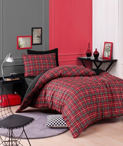 Nuit Des Rêves Christmas-Themed Single Quilt Cover Set, Red, 135 x 200 cm Duvet & 80 x 80 cm Pillowcase | 65% Cotton, 35% Polyester, Machine Washable, Button Closure Nuit Des Rêves Christmas-Themed Single Quilt Cover Set, Red, 135 x 200 cm Duvet & 80 x 80 cm Pillowcase | 65% Cotton, 35% Polyester, Machine Washable, Button Closure von Nuit Des Rêves
