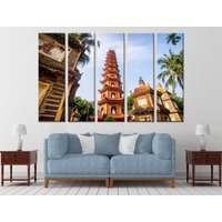 Pagode Wand Kunst Tran Quoc Setzt Tempel Dekor Hanoi Vietnam Druck Natur Leinwand Buddhismus Poster Druck von NumberOneUA