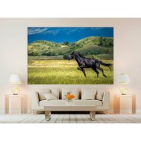 Pferd Wand Dekor Schwarz Leinwand Wildpferde Kunstdruck Natur Wandkunst Druck Home Kunst Dekor Wild Poster von NumberOneUA