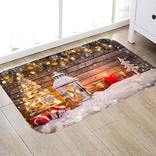 Nunbee Designer Fußmatte Anti Rutsch Unterlage Wasseraufnahme Teppich Praktische Schmutzfangmatte Haustür Flur Innenbereich Aussen Lustig Waschbar Weihnachten, Laterne 50 * 80cm von Nunubee