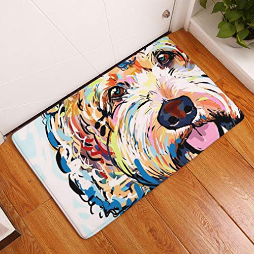 Nunbee Designer Fußmatte Anti Rutsch Unterlage Wasseraufnahme Teppich Praktische Schmutzfangmatte Haustür Flur Innenbereich Aussen Lustig Waschbar Weihnachten Katze, Hund 5 50 * 80cm von Nunubee