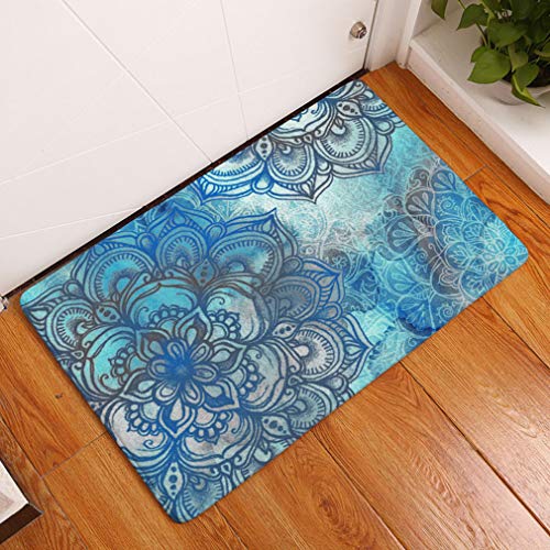 Nunbee Designer Fußmatte Anti Rutsch Unterlage Wasseraufnahme Teppich Praktische Schmutzfangmatte Haustür Flur Innenbereich Aussen Lustig Waschbar Weihnachten Katze, Mandala 5 50 * 80cm von Nunubee