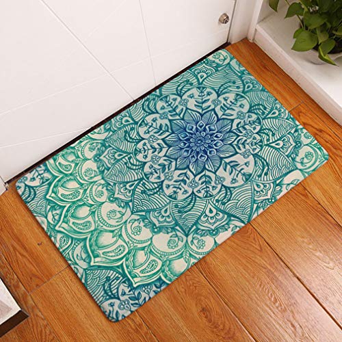 Nunbee Designer Fußmatte Anti Rutsch Unterlage Wasseraufnahme Teppich Praktische Schmutzfangmatte Haustür Flur Innenbereich Aussen Lustig Waschbar Weihnachten Katze, Mandala 7 40 * 60cm von Nunubee