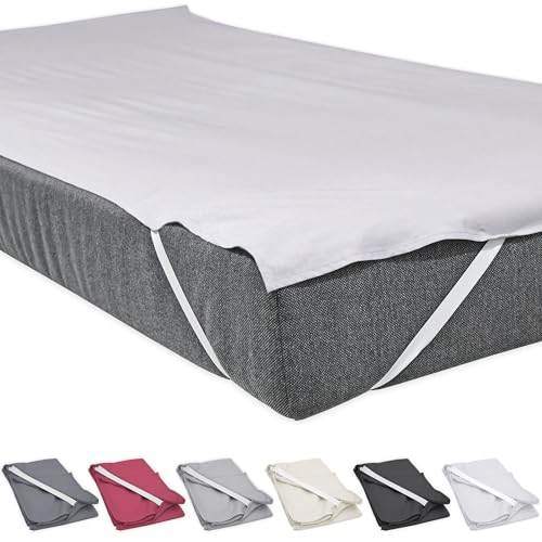 Bettlaken ohne Gummizug 140 x 200 cm Grau mit 4 Eckgummis rutschfest Uni Baumwolle Glatte Einfache Klassische Bettücher Doppelbett Singles Einzelbett Laken von Nurtextil24