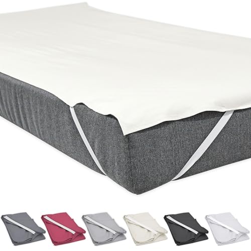 Bettlaken ohne Gummizug 180 x 200 cm Creme mit 4 Eckgummis rutschfest Uni Baumwolle Glatte Einfache Klassische Bettücher Doppelbett Singles Einzelbett Kingsize Laken von Nurtextil24