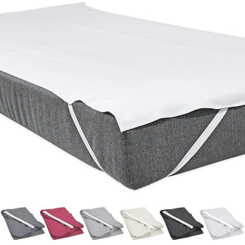 Bettlaken ohne Gummizug 90 x 200 cm Weiß mit 4 Eckgummis rutschfest Uni Baumwolle Glatte Einfache Klassische Bettücher Doppelbett Singles Einzelbett Laken von Nurtextil24