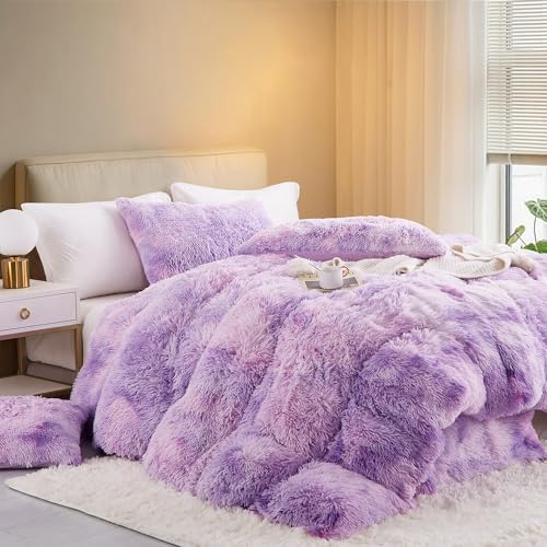 Nyescasa Plüsch Bettwäsche 155x220 Winter Flauschig Warme Flanell Biber Wendebettwäsche Langhaar Flausch Fleece Deckenbezug Tie Dye Violett Bettbezug mit Reißverschluss und Kissenbezug 80x80cm Nyescasa Plüsch Bettwäsche 155x220 Winter Flauschig Warme Flanell Biber Wendebettwäsche Langhaar Flausch Fleece Deckenbezug Tie Dye Violett Bettbezug mit Reißverschluss und Kissenbezug 80x80cm von Nyescasa