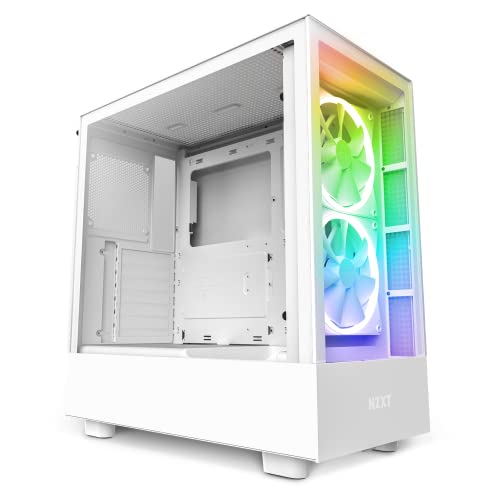 NZXT H5 Elite - CC-H51EW-01 - Premium ATX Mid-Tower PC Gaming Gehäuse - Dual Tempered Glass Fenster - RGB Lüfter - Front I/O USB-C - Extra GPU - Wasserkühlung Ready - Weiß von NZXT