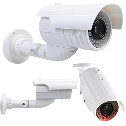 O&W Security Dummy Kamera, Überwachungskamera Attrappe mit blinkendem LED, in wettergeschütztem Gehäuse, Fake-CCTV-Sicherheitskamera für Innen- und Außenbereich von O&W Security
