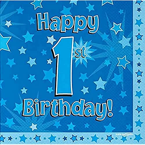 Oaktree Happy 1st Birthday Servietten, 33 x 33 cm, 3-lagig, 16 Stück von OAKTREE UK