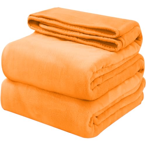 OBOEY Kuscheldecke 230x270cm Orange, Decke Fleece Bettdecke Sofadecke Warme Kuscheldecke flauschig Fleecedecke Tagesdecke Wohndecke Wolldecke Blanket Couchdecke, Doppelseite von OBOEY