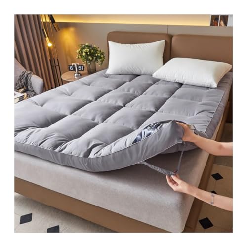 OBONG Extra Flaumige Weiche Matratze Topper Microfibre Polyester Dicke Futon Matratze Hotel Qualität Faltbare Tragbare Weiche Feder Matratzenauflage (Color : Gray-10cm, Size : Single-90 * 200cm) von OBONG