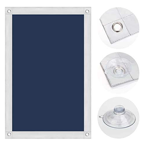 OBdeco Thermo Rollo 100% Verdunkelung Sonnenschutz Verdunkelungsrollo für Dachfenster Hitzeschutz ohne Bohren mit Saugnäpfen (Dunkelblau, 60x93cm für M06/306) von OBdeco