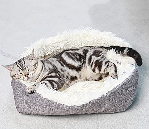 2 in 1 Katzenbett Matte Selbstwärmendes Pelzbett Haustierbett Faltbar wandelbar Thermo Katzenschlafsack Weicher Plüsch Beruhigungsbett für Kleine Hunde und Katzen von OCSOSO