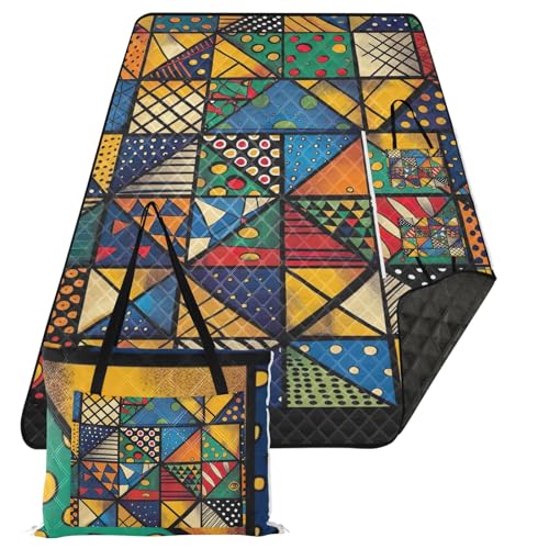 ODAWA Picknickdecke, afrikanische geometrische Formen, sandfrei, Outdoor-Teppich, Outdoor-Matte für Camping, Park, Reisen, Gras, 152,4 x 203,2 cm von ODAWA
