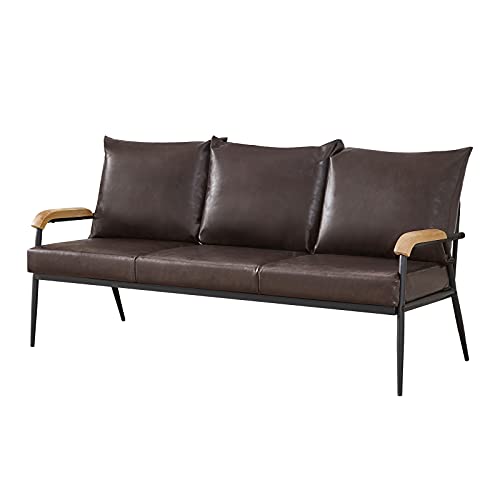 OFCASA 3-Sitzer-Sofa, gepolstert, Kunstleder, Couch mit Kissen, Sessel, 3-Sitzer, Sofa, Sofa für Wohnzimmer, Büro, Garten, Dunkelbraun von OFCASA