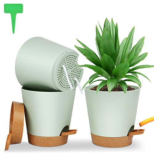 OFFCUP Kunststoff Blumentopf, 3 Stück Blumentopf mit Untersetzer, Pflanztopf Selbstbewässerung 16.5 * 17cm, mit 20 Pflanzenetiketten Blumentopf Mit Bewässerungssystem für Innen und Balkon Pflanzen OFFCUP Kunststoff Blumentopf, 3 Stück Blumentopf mit Untersetzer, Pflanztopf Selbstbewässerung 16.5 * 17cm, mit 20 Pflanzenetiketten Blumentopf Mit Bewässerungssystem für Innen und Balkon Pflanzen von OFFCUP